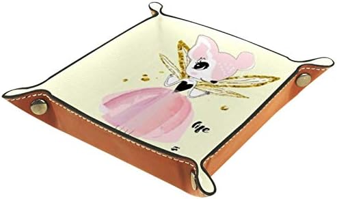 Lyetny Magic Magic Fox Fairy מארגן מגש אחסון קופסת מיטה מיטה לגברים שעון ארנק מפתח ומחזיק קוביות מטבעות, 20.5x20.5