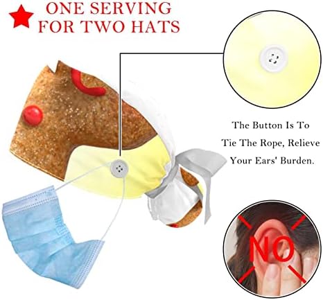 כובעים רפואיים של Lorvies לנשים עם כפתורים שיער ארוך, כובע עבודה מתכוונן 2 חלקים, ענפי אשוח חג המולד זנגוויל
