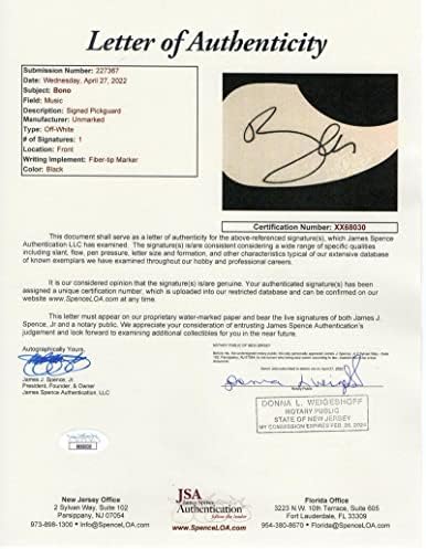 בונו חתם על חתימה גיבסון אפיפון גיטרה אקוסטית עם ג 'יימס ספנס אימות ג' יי. אס. איי קו - יו 2