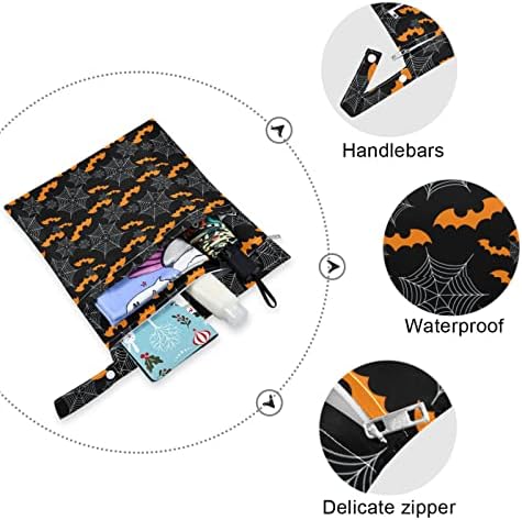 ZZXXB דלעת דלעת עכביש אינטרנט שקית רטובה אטומה למים חיתול בד לשימוש חוזר תיק יבש רטוב עם כיס רוכסן לטיולים