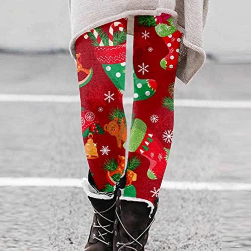 חותלות דחיסה לנשים מותניים גבוהות טייץ חג רך נמתח איש שלג אימון מודפס מכנסי טרנינג מכנסי חדר כושר