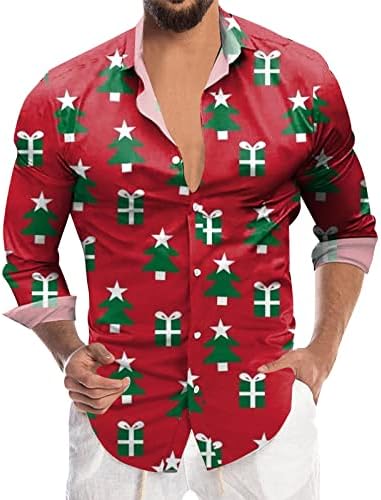 חולצת חידוש לחג המולד של גברים מכוערת כפתור סנטה קלאוס.