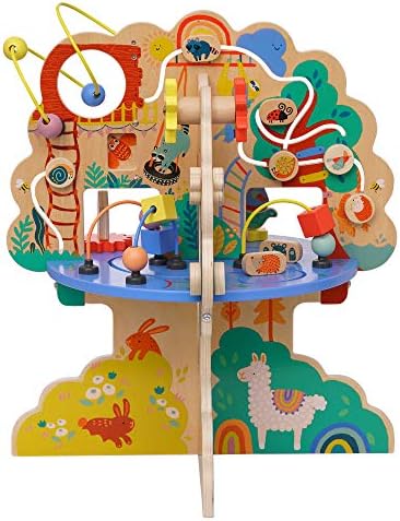 מנהטן צעצוע משחקים הרפתקאות עץ פעוט פעילות מרכז עם דאונים, אבקוס מסלול, אורגי, אביב צעצועי חרוז פועל