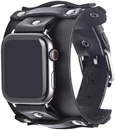 NightCruz תואם לפס שעון אפל עור - צמיד עור רחב וינטג 'לסדרת Apple Watch 7/6/5