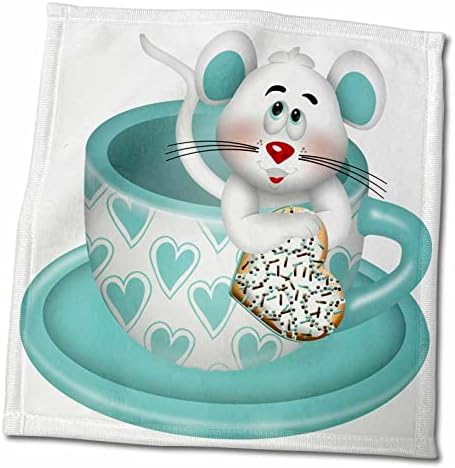 עכבר חמוד 3 את איור הספל בדוגמת לב אקווה - מגבות