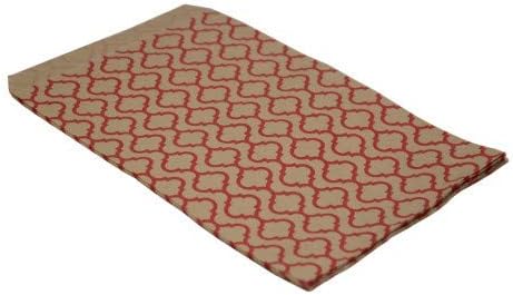 200 כמות 8.5 x 11 שקיות מתנה נייר שטוחות דקורטיביות - דפוס טרליס אדום על שקיות קראפט חומות -