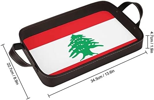 דגל של לבנון עור PU המגיש מגש אלגנטי לשולחן מארגן בושם עם ידיות
