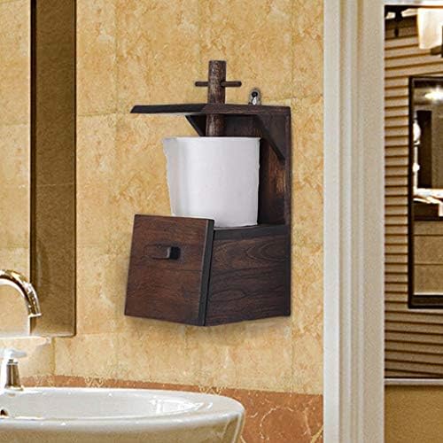 WSZJJ מעץ מלא קיר רכוב מחזיק גליל שירותים ， מדף קיר מעץ, עם עיצוב מגירות ， לחדר שינה בסלון מטבח