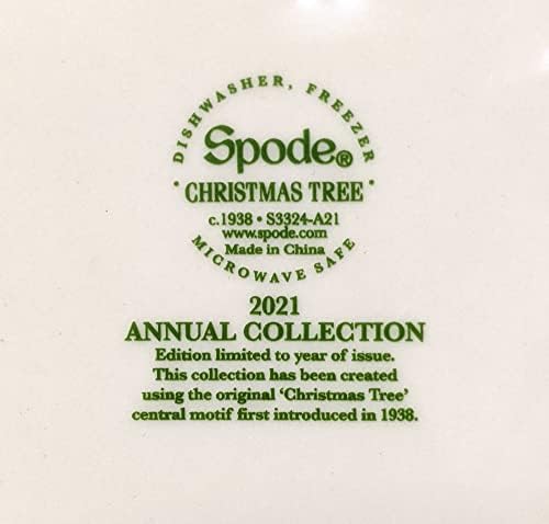 Spode - אוסף עץ חג המולד צלחת אספן שנתית 2021 - נמדד ב - מדיח כלים בטוח