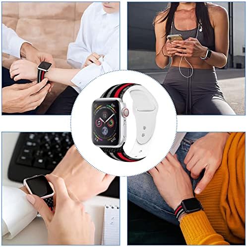 להקות שעון דגל אמריקאיות תואמות ל- Apple Watch 38 ממ 40 ממ/42 ממ/44 ממ/45 ממ, רצועות כף יד מתכווננות רצועת החלפת