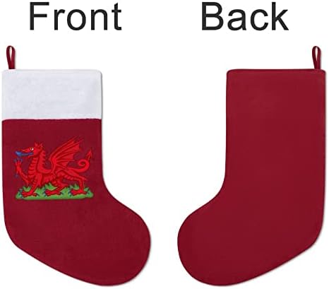 דגל דרקון וולשי אדום חג המולד של חג המולד קישוטי הבית לקישוטים לעץ חג המולד גרביים תלויים