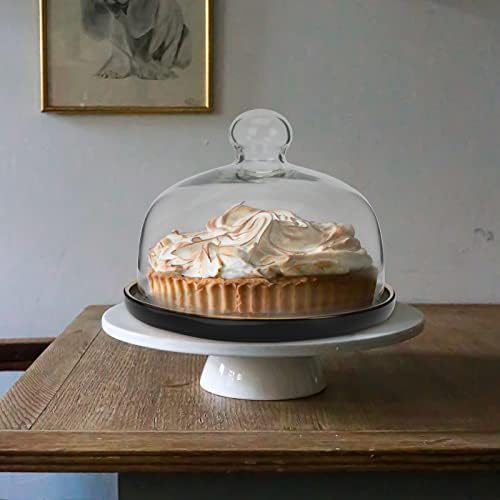 זכוכית עוגת כיפת עוגת סטנד עם כיסוי עגול ברור קלוש כיפת עוגת תצוגת כיסוי עם קרמיקה הגשת מגש זכוכית