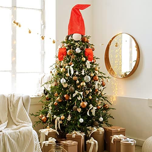 חג המולד -גנום כובע טופר עץ - ערכת שיח סנטה כובע עם אף וכפפות, עיצוב קישוטים קלאוש סקנדינבי גדול שוודית