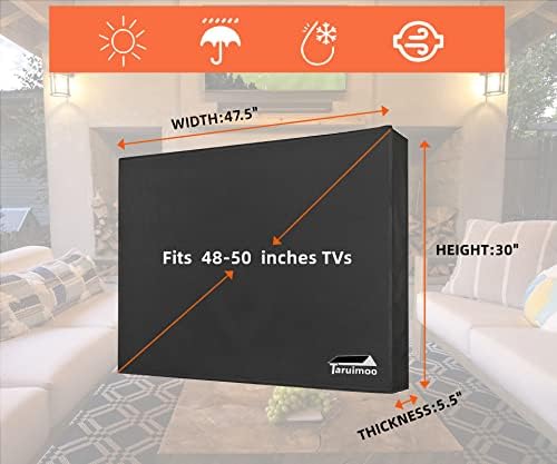 כיסוי טלוויזיה חיצוני של Taruimoo, כיסוי טלוויזיה אטום למזג אוויר בטלוויזיה 50 אינץ 'עם כיסוי תחתון-600D עמיד
