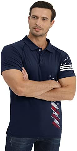 ח היפול ארוך שרוול קצר שרוול פולו חולצות לגברים גרפי למתוח מזדמן אמריקאי פטריוטית קרוע גולף פולו לגברים