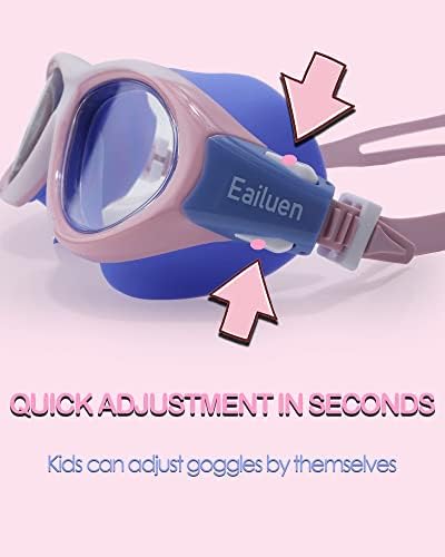 משקפי שחייה של Eailuen לילדים בני נוער 5-15, אנטי ערפל אטום למים הגנה על UV בריכת מים משקפיים משקפיים שחייה