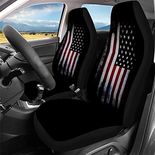 Xoenoiee 11 חבילה רטרו רטרו דגל אמריקאי אביזרי מכוניות אוניברסאליות מוגדרים עם כיסוי מושב קדמי
