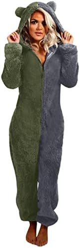 בגדי גוף לבושים נשים בגדי שינה סט שרוול ארוך סרבל סרבל עם פג 'חורף מזדמן חורף חמוד חמוד
