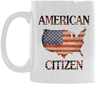 ספל אזרח אמריקני חדש - מצחיק 11 עוז קרמיקה לבנה ספל קפה אזרח אמריקאי - ארהב כוס קפה דגל אזרחות