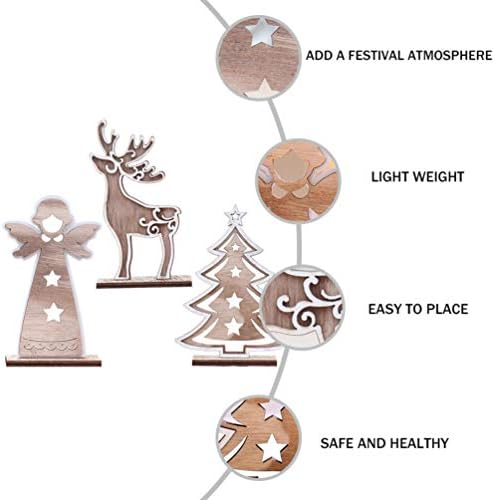 Nuobesty 3PCS חג המולד שלט עץ עץ שלט עץ חג המולד איילים איילים איילים שולחן שולחן בודד קישוטי דקורטיביים