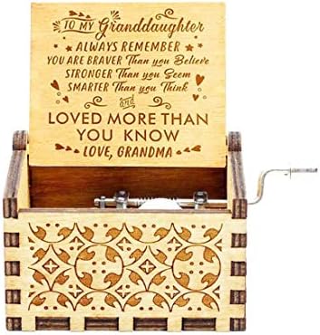 סבתא לנכדה קופסת מוסיקה, מתנת קופסאות מוסיקה חרוטות מעץ ליום הולדת