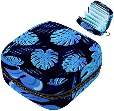 עלים כחולים טרופיים שקית אחסון מפיות סניטרית, תיקים משטח ווסת תחתוני תחתונים מחזיק טמפון מוצר נשי עם