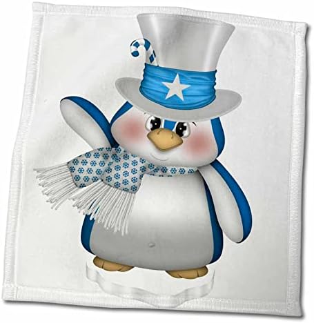 3 דרוז פינגווין חמוד כחול לבן -לבן באיור כובע עליון - מגבות