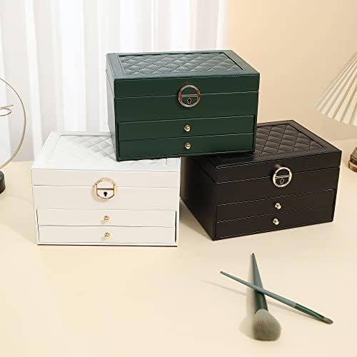 Addong תכשיטים מארגן קופסאות נערות נשים, קופסאות תכשיטים קטיפה עם 3 שכבות מארז אחסון תצוגה עם