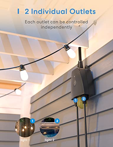 Meross Outdoor Smart Plug תואם ל- Apple HomeKit, Siri, Alexa, Google Assistant ו- Smartthings, Outlet