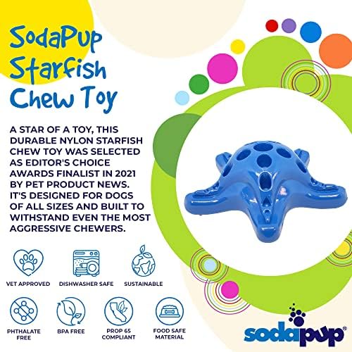 SODAPUP כוכב ים-צעצוע לעיסת כלבים עמיד שנעשה בארצות הברית מחומר ניילון לא רעיל, בטוחות חיות מחמד ובטוח במזון