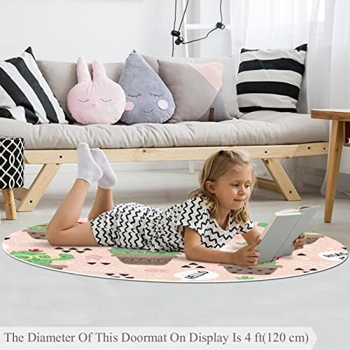 Llnsupply ילדים עגולים שטיח פינת משחק משקפי שמש חמודים קקטוס סיר קריקטורה אמנות משתלת כרית שטיח