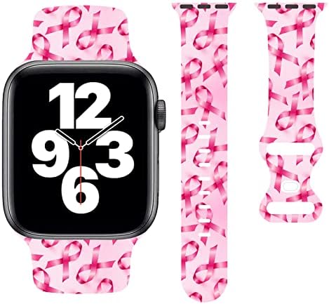 רצועות שעון סרטן השד התואמות ל- Apple Watch 38 ממ/40 ממ/41 ממ/42 ממ/44 ממ/45 ממ, רצועות כף יד מתכווננות רצועת
