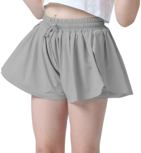 מכנסיים קצרים זורמים בנות פרפר מכנסיים קצרים בנות מכנסיים אתלטים לילדים נוער פעוטות עם ריצה 2 ב -1