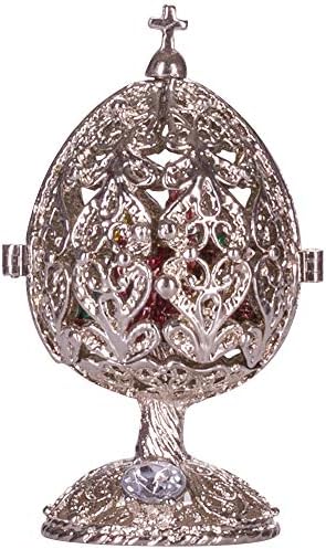 דנילה מזכרות ביצה מגולפת בסגנון פברג 'עם כנסיית המושיע על דם 2.6' צבע כסף