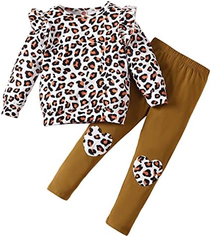 פעוט תינוקת תינוק סתיו חורף סווטשירט תלבושת פרעול נמר צמרות שרוול ארוך עם מכנסיים סט ילד 2 יחידות בגדים