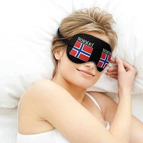 דגל נורווגי הדפס מסכת עיניים קלה חסימת שינה עם רצועה מתכווננת לטיולים משמרת שינה