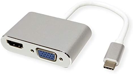 Rotronic 'Roline 12033215 USB3.1 מתאם תצוגה, סוג C ל- VGA + HDMI כסף