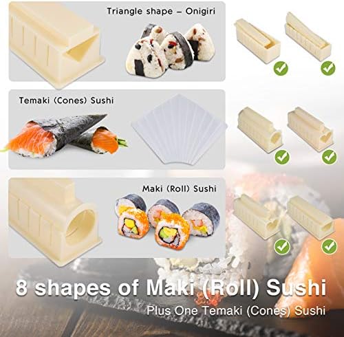 Tantivybo 16 in 1 Sushi Making Kit Edition Deluxe, Sushi Maker Set עם 8 צורות שלמות אורז סושי
