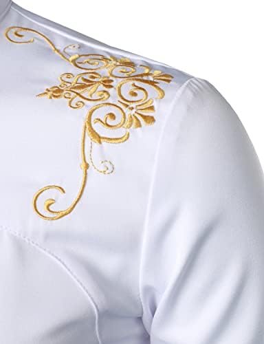 עיצוב רקמת זהב יוקרתית של זרו גברים חולצות שמלה עם כפתור שרוול ארוך בכושר דק
