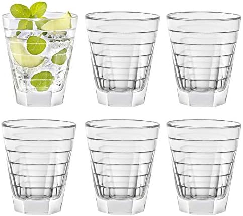ברסקי-זכוכית אירופאית-כוסות כוסות מיושנות כפולות-בעיצוב ייחודי-סט של 6-11.5 אונקיות. - תוצרת אירופה