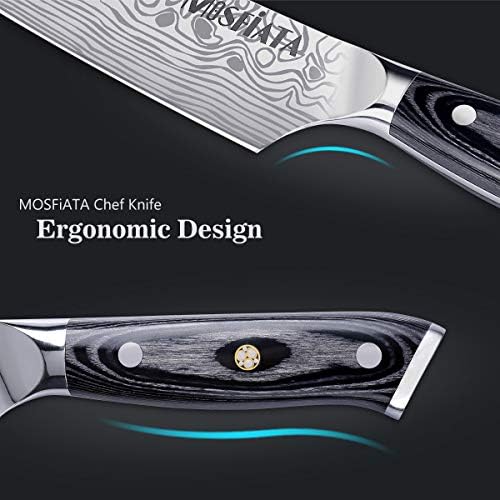 MOSFIATA 8 סכין שף מקצועי סופר חד עם שומר אצבעות ומחדד סכין, גרמני פחמן גבוה נירוסטה en1.4116 עם ידית