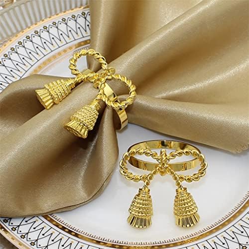 DHTDVD 6/PCS מפיות זהב טבעות מפיות מתכתיות מחזיקי מפיות לחג המולד לחג המולד לחתונה קישוטי שולחן מסיבות לחג