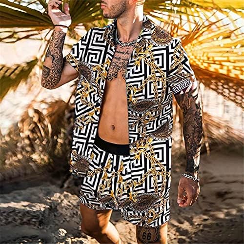 Eodnsofn הוואי הדפסת גברים עם שרוול קצר שרוול קיץ חולצה פרחונית מזדמנת חוף שני חלקים חליפות גברים סטים M-3XL