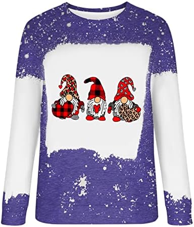 סווטשירטים של סוודר לנשים הדפס חג המולד משובץ משובץ חולצות T