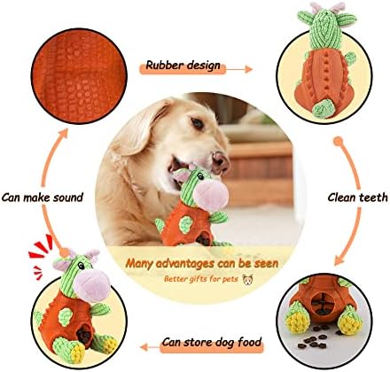 צעצוע לעיסה אינטראקטיבי של כלב, צעצוע כלבים קטיפה עמיד עם חריק, דליפת מזון טיפול במחלוקת צעצוע של