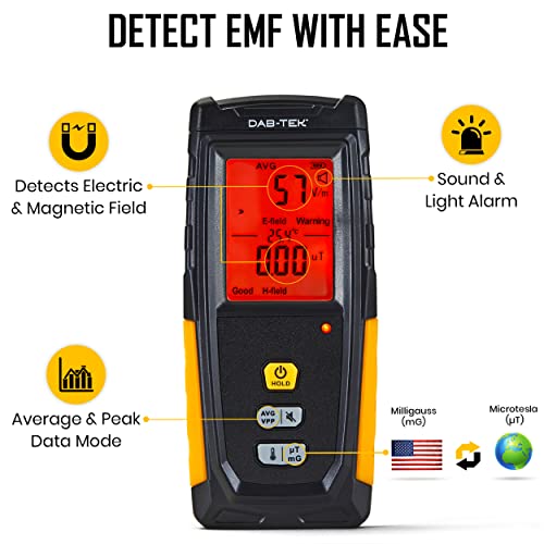 METER 3-in-1 DAB-TEK EMF-גלאי EMF, גלאי קרינה קל לשימוש לגילוי EMF בבית, עבודה ובחוץ. קורא ה- EMF