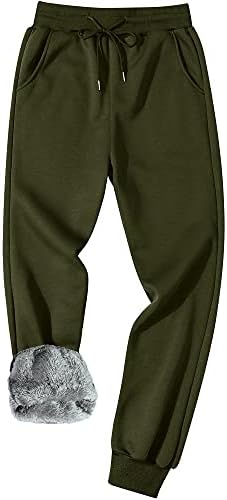 מכנסי פליס חורפין של GXAMOY מכנסי טרנינג מרופדים מכנסי רץ עבים פעילים מכנסיים עבים
