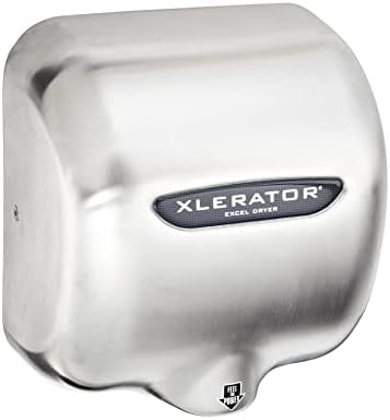 XLERATOR XL-SB מייבש יד אוטומטית במהירות גבוהה עם כיסוי מפלדת אל חלד מוברשת ו 1.1 זרבובית הפחתת רעש, 12.5