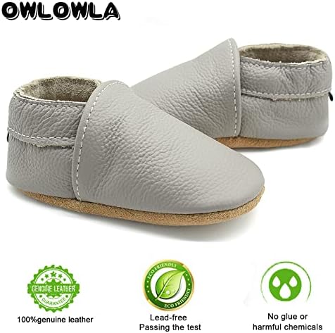 OWLOWLA נעלי תינוקות יחידות רכות עור תינוקת ראשונה נעלי עריסה להליכה תלוש לתינוק מוקסינים תינוקות