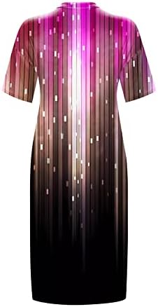 Topunder Sundresses לנשים 2023 אלגנטית פלוס גודל גודל שרוול קצר שמלת צווארון V חג שמלת נתיב מזדמן הדפס שמלת שמלת